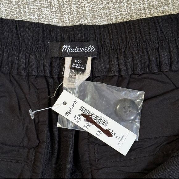 Madewell | Women's The Tailored Tapered Pant in Linen-Blend - Black, Size 00T - Picture 7 of 10